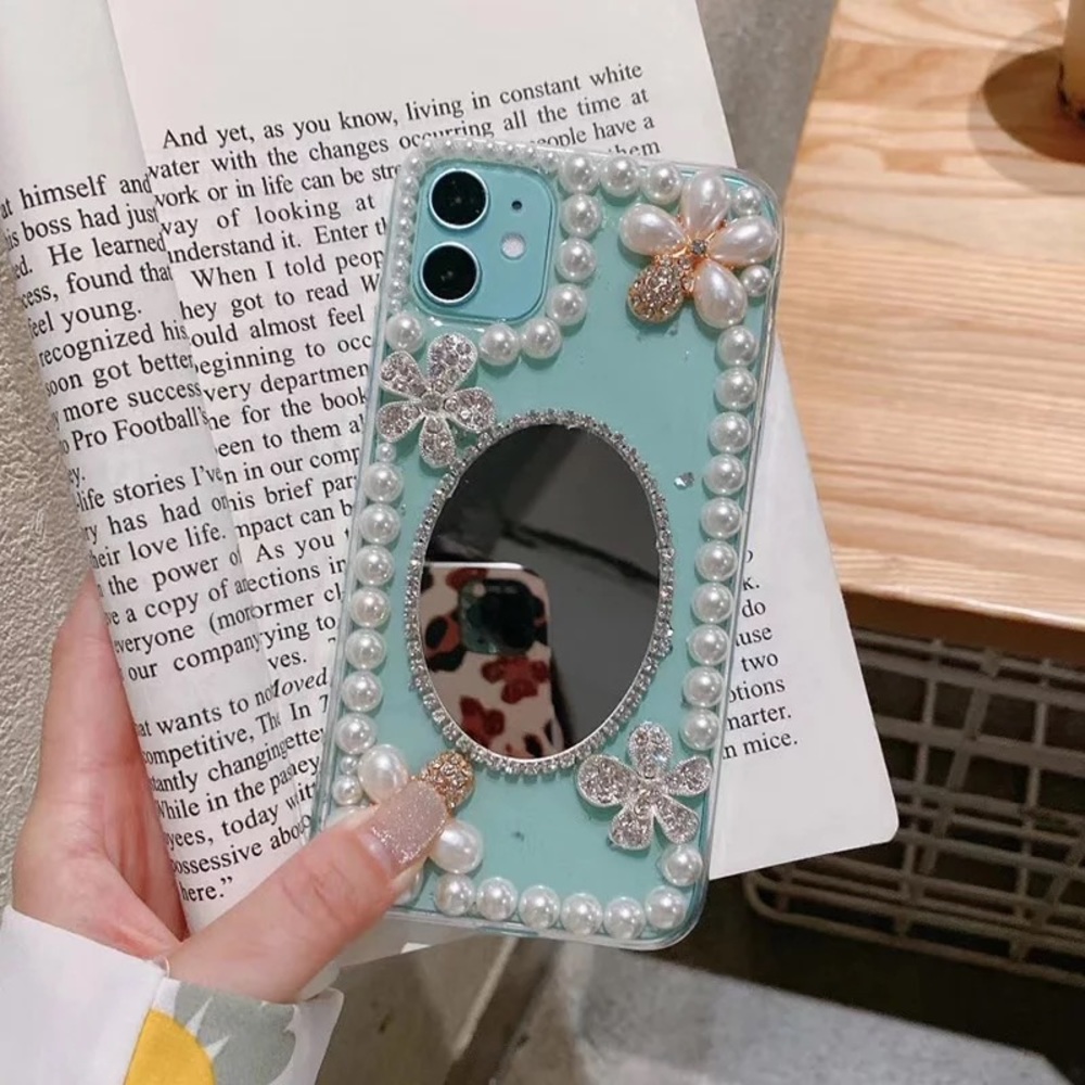 Iphone 11 12 XR 7 8 SE 2020 XS Pearl Make-up Mirror iPhone Case - Picture 3 of 9